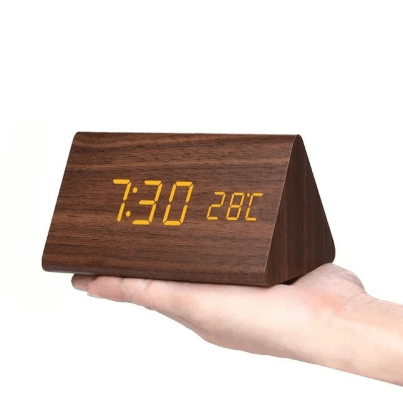 LED Wooden Clock with Voice Control for Stylish Time Display