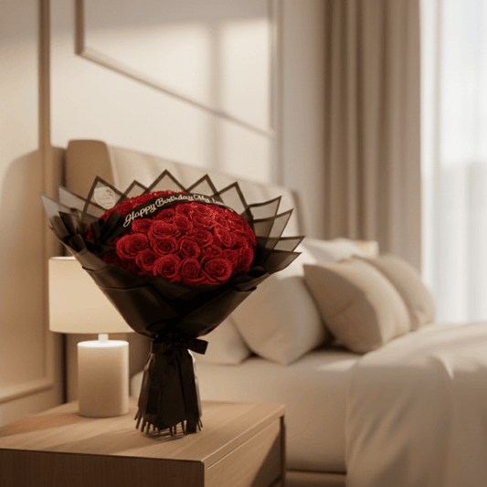 Eternal preserved rose in acrylic case for elegant romantic home décor and gifting