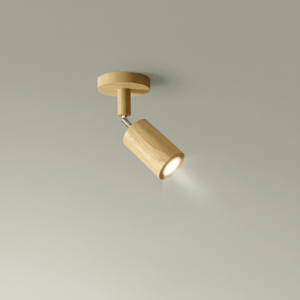 Minimalist Solid Wood LED Ceiling Light with Adjustable Light Direction
