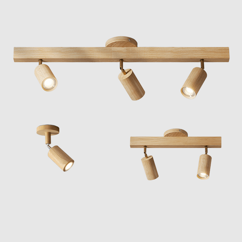 Minimalist Solid Wood LED Ceiling Light with Adjustable Light Direction