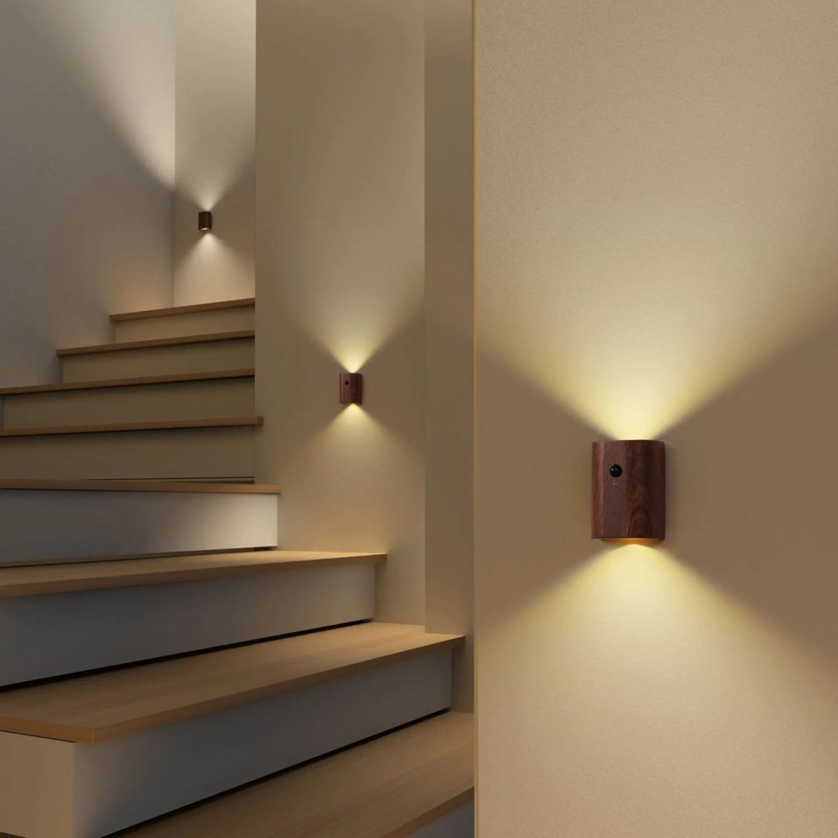 Wooden Lamp with Motion Sensor and Rechargeable Battery
