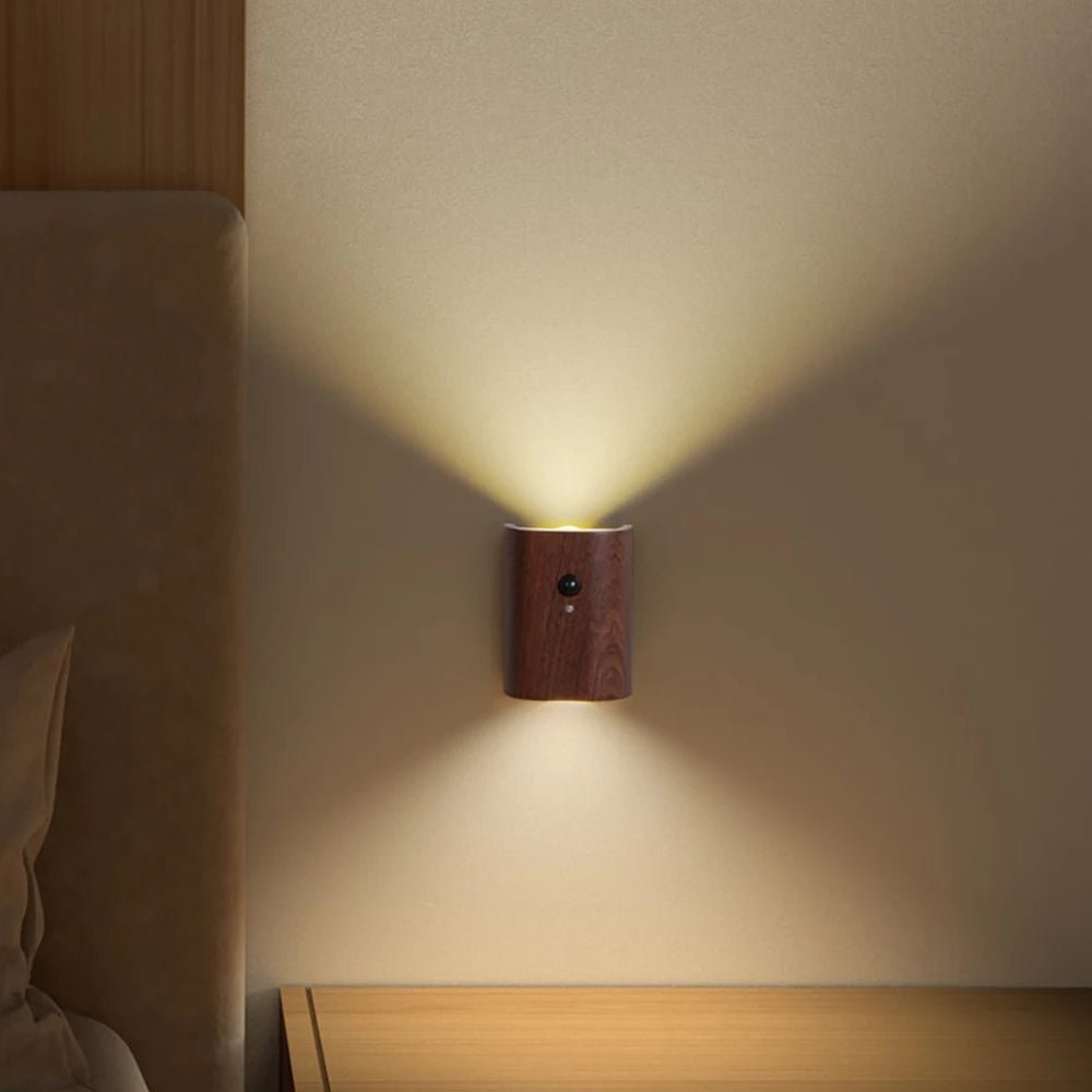 Wooden Lamp with Motion Sensor and Rechargeable Battery