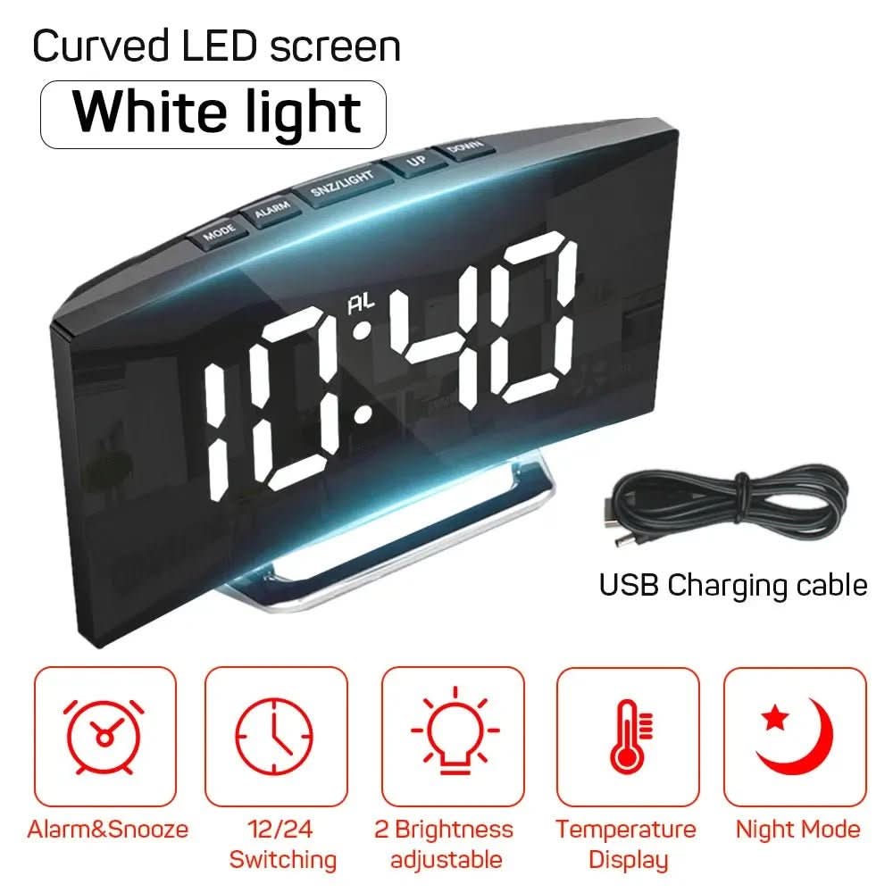 Digital Alarm Clock – Slim LED quiet bedroom wake alarm