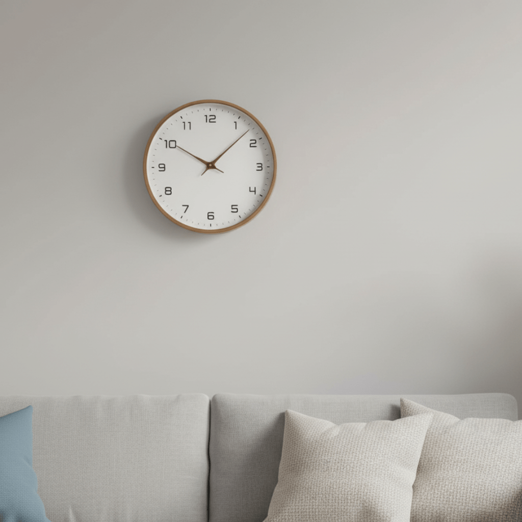 Modern Solid Wood Wall Clock in Brown & Cream