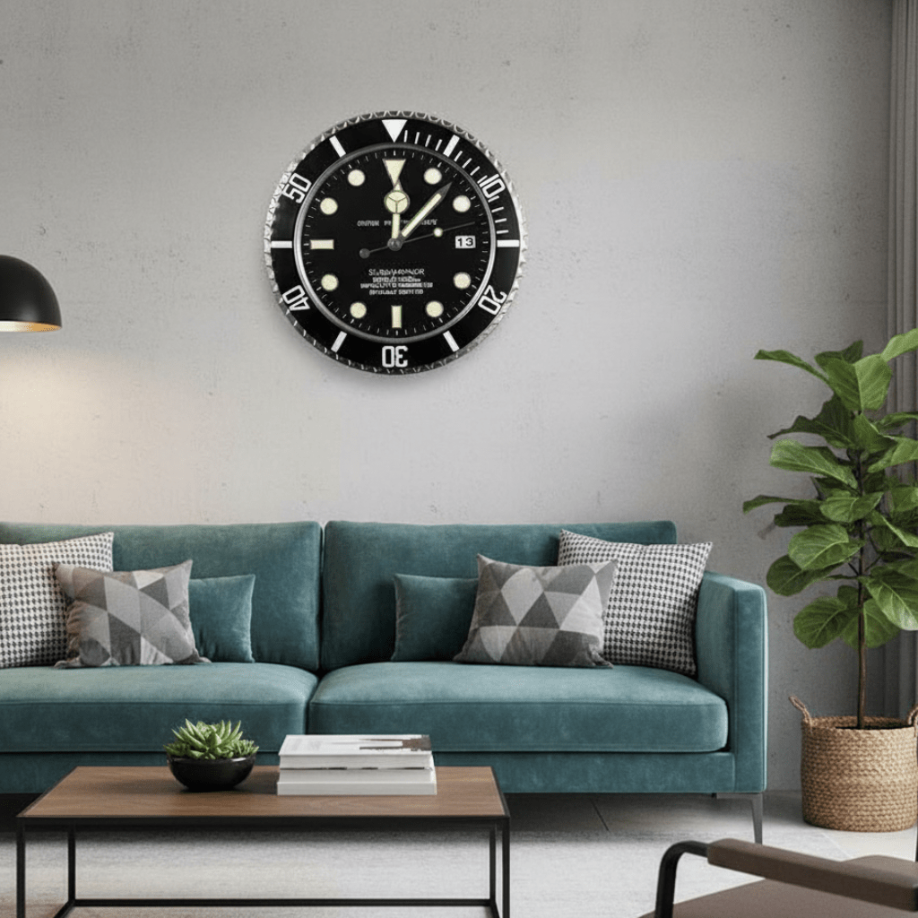 Silent Wall Clock with Stainless Steel Frame & Luminous Hands (33 cm)