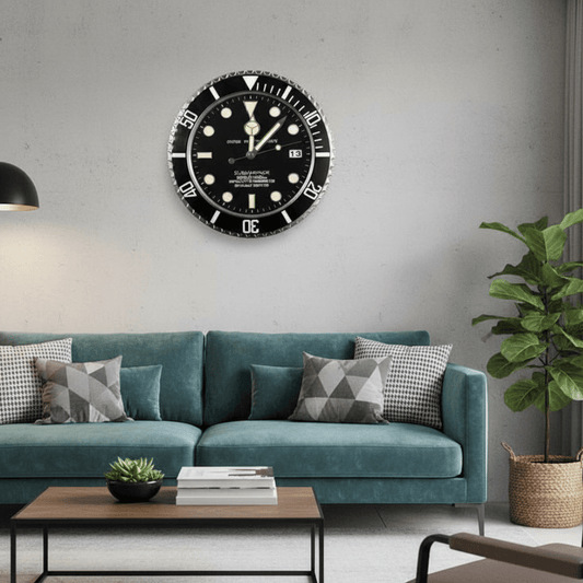 Silent Wall Clock with Stainless Steel Frame & Luminous Hands (33 cm)