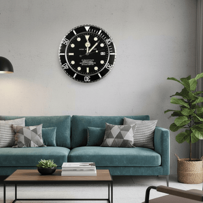 Silent Wall Clock with Stainless Steel Frame & Luminous Hands (33 cm)