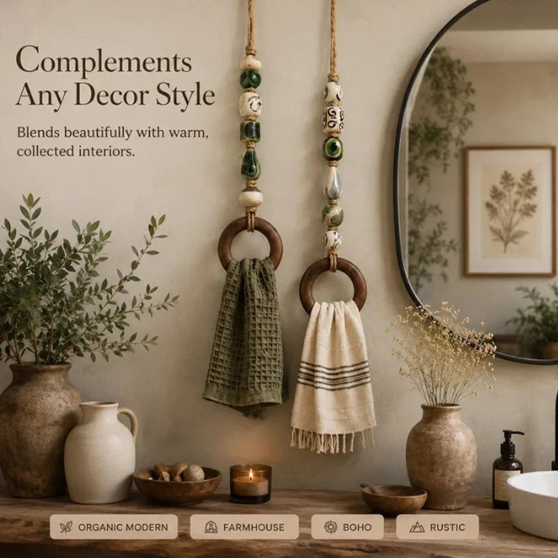 Boho Ceramic Bead Towel Hanger