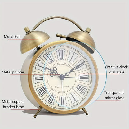 Scandinavian vintage luminous twin bell alarm clock