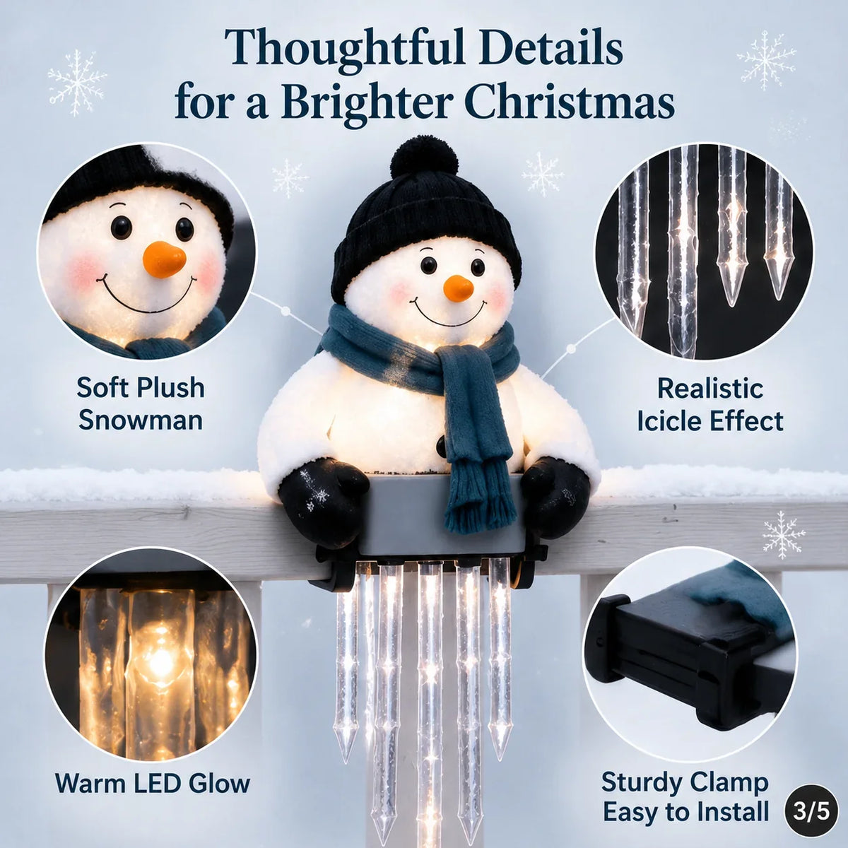 Snowman Icicle Railing Light