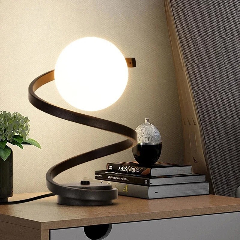LuminaSpire Spiral LED Table Lamp for Cozy Corners