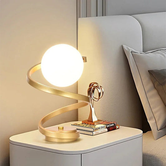 LuminaSpire Spiral LED Table Lamp for Cozy Corners