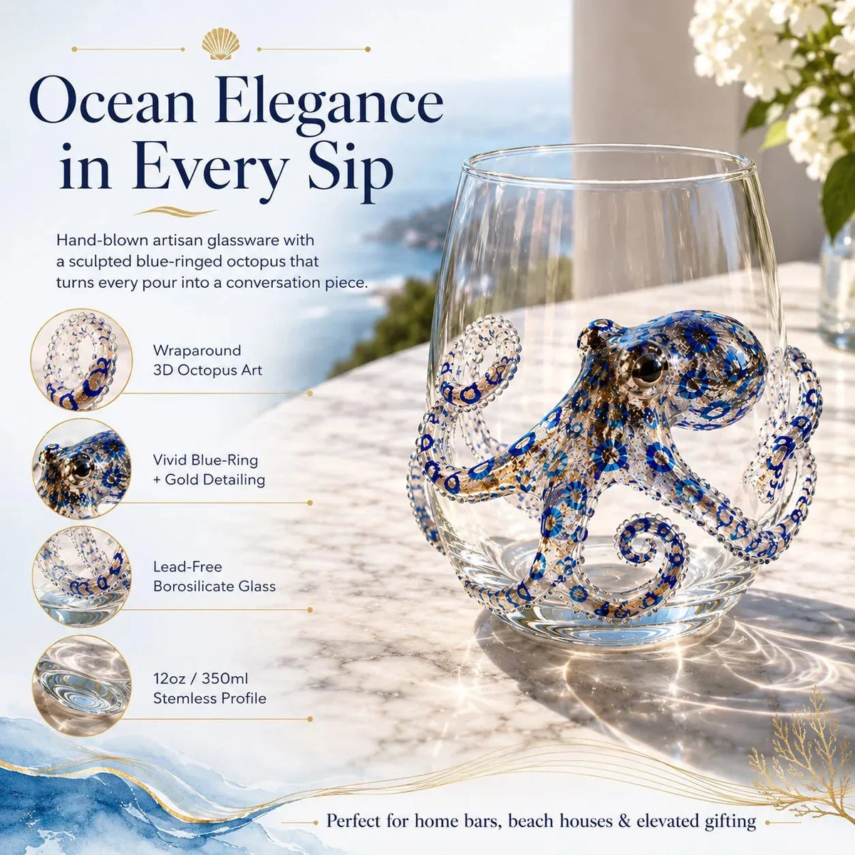 3D Ocean Animal Artisan Glassware Collection