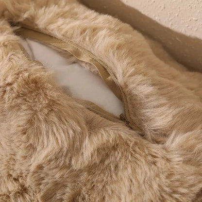 Faux Rabbit Fur Bubble Velvet Pillow Cover