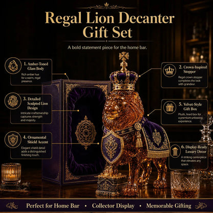 Royal Lion Glass Whiskey Decanter Set